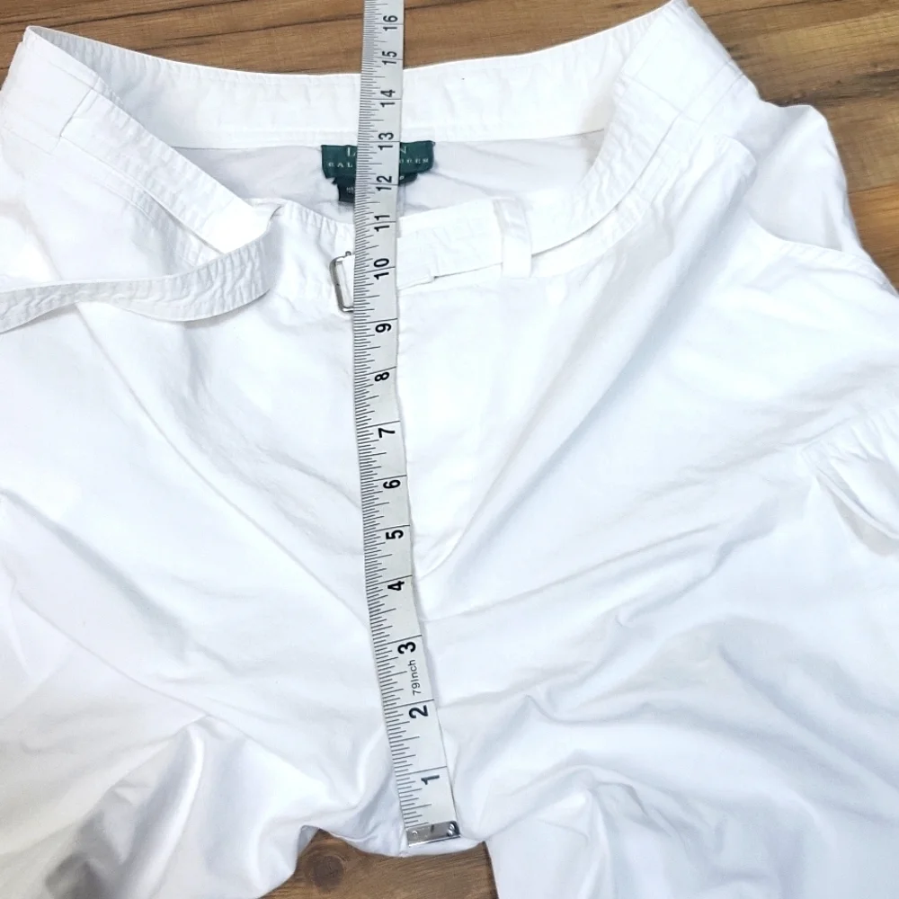 LAUREN RALPH LAUREN White Belted Cargo Short with Drawstring Hem